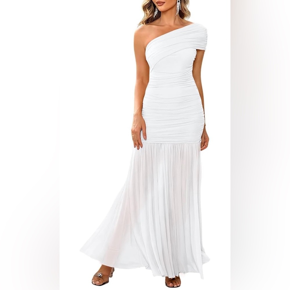 Elegant White One-Shoulder Dress
